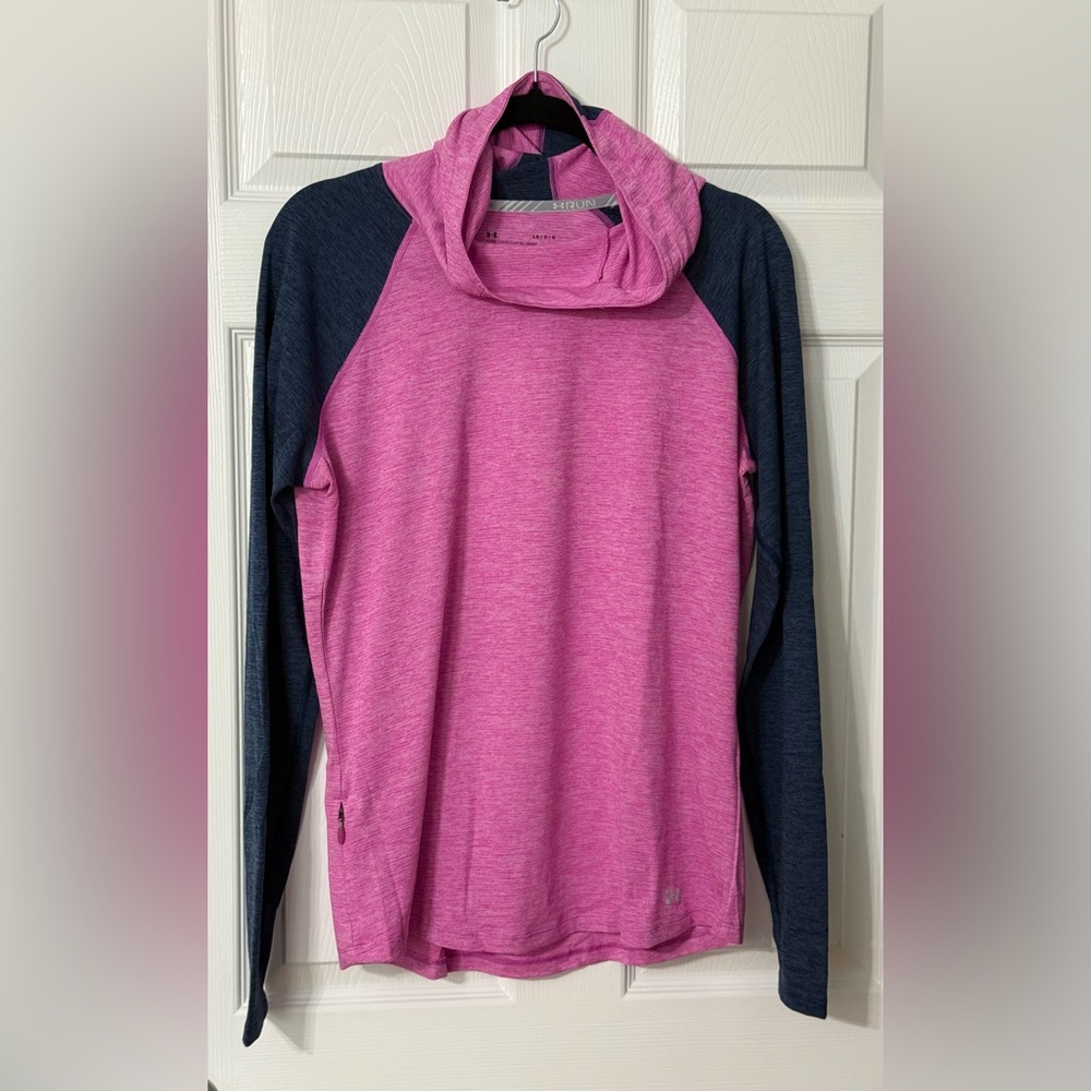 UA Run Pink and Blue Cowl Neck hoodie Performance Style